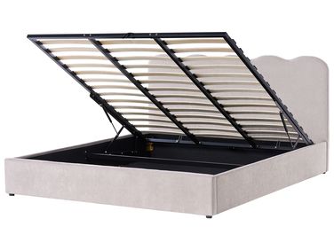 Ottoman Bed NANTERRE Chenille Taupe 180 x 200 cm (EU Super King)