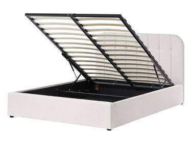 Bett mit Stauraum CHALLANS Stoff Cremeweiß 140 x 200 cm