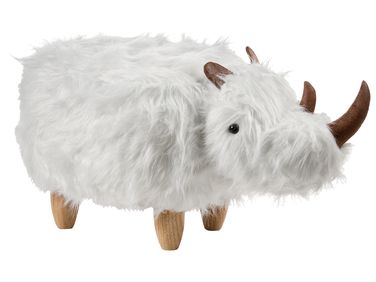 Animal Stool WOOLLY Faux Fur White Rhino