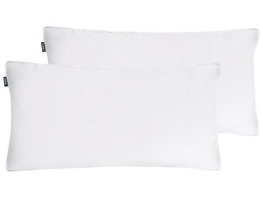 Kopfkissen 2er Set VIHREN Niedrig Entenfedern und Daunen 40 x 80 cm Weiß