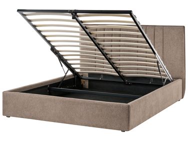 Bett mit Stauraum TARASCON Stoff Taupe 140 x 200 cm