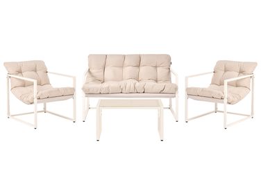 Garden Lounge Set with Table 4 Seater GARDA Beige Metal