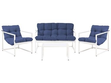 Garden Lounge Set with Table 4 Seater GARDA Blue Metal