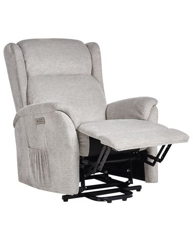 Electric Recliner Chair ELEGY with Footrest Fabric Light Grey
