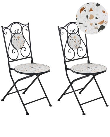 Gartenstuhl 2er Set ARTENA klappbar Metall Schwarz