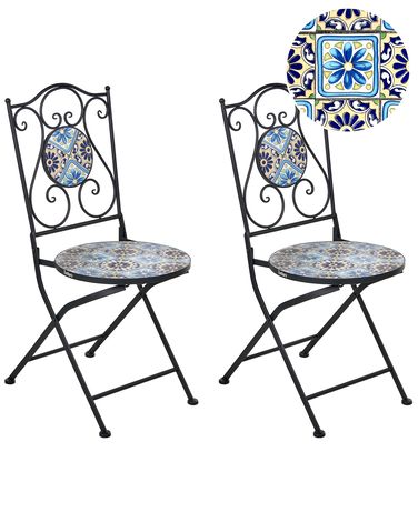 Gartenstuhl 2er Set AGGIUS klappbar Metall Schwarz