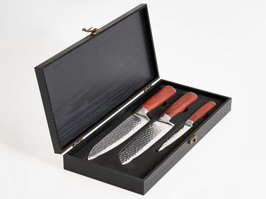 Messer-Set 3-teilig Damaststahl KASHIWA Braun