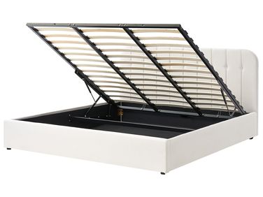 Bett mit Stauraum CHALLANS Stoff Cremeweiß 180 x 200 cm