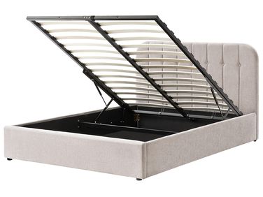 Bett mit Stauraum CHALLANS Chenillegewebe Taupe 160 x 200 cm