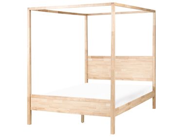 Himmelbett Holz HAUTERIVES 160 x 200 cm Hellbraun