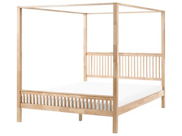 Himmelbett Holz HARFLEUR 180 x 200 cm Hellbraun