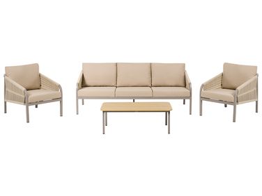 Garden Lounge Set with Table 5 Seater MURATO Beige Metal
