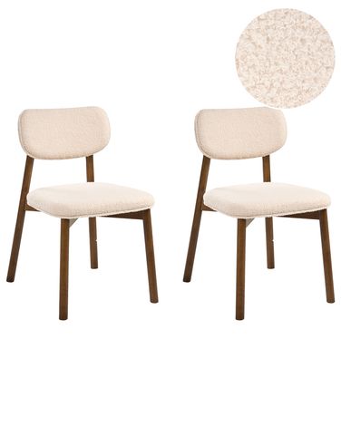 Esszimmerstuhl 2er Set MILLS Bouclé Braun / Hellbeige