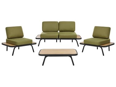 Lounge Set mit Tisch 4-Sitzer MINOZZO Olivgrün zertifiziertes Akazienholz