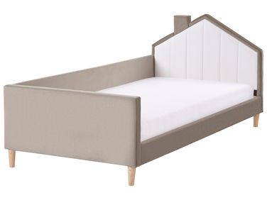 Kids Bed House Velvet KERVAN 90 x 200 cm (EU Single) Taupe