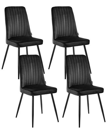 Esszimmerstuhl 4er Set KIRBY Samtstoff Schwarz