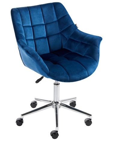 Schreibtischstuhl LABELLE Samtstoff Marineblau