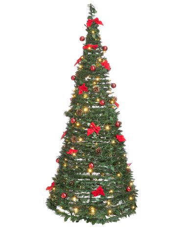 Artificial Christmas Tree Folding LED PINEORA 185 cm Green