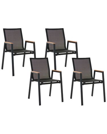 Gartenstuhl 4er Set TIANO Metall Schwarz