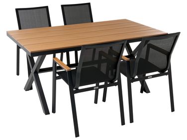 Gartenmöbel Set 4-Sitzer TIANO Schwarz Metall