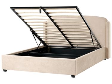 Ottoman Bed BERNAY Fabric Taupe 160 x 200 cm (EU King Size)