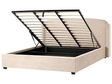 Ottoman Bed BERNAY Fabric Taupe 180 x 200 cm (EU Super King)
