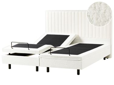 Adjustable Bed Boucle CASTELLAN 180 x 200 cm (EU Super King) Off-White