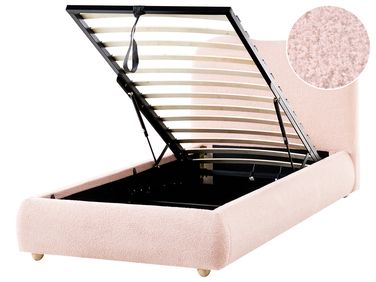 Ottoman Bed BLAGNAC Boucle Pink 90 x 200 cm (EU Single)