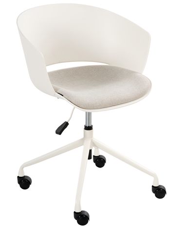 Bürostuhl GLEEFUL Stoff Cremeweiß
