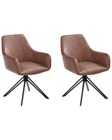 Esszimmerstuhl 2er Set SANSARC Kunstleder Braun