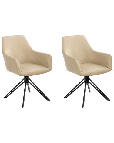 Esszimmerstuhl 2er Set SANSARC Kunstleder Beige