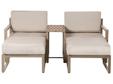 Garden Lounge Set with Table and Ottoman 2 Seater NOCI Beige Metal Modular