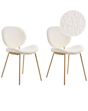 Esszimmerstuhl 2er Set LUANA Bouclé Weiß