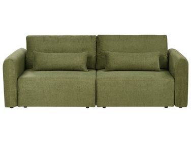 Schlafsofa 3-Sitzer VAXHOLM Stoff Grün mit Stauraum