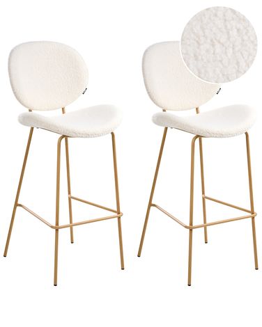 Set mit 2 Barstühlen LUANA Bouclé Weiß