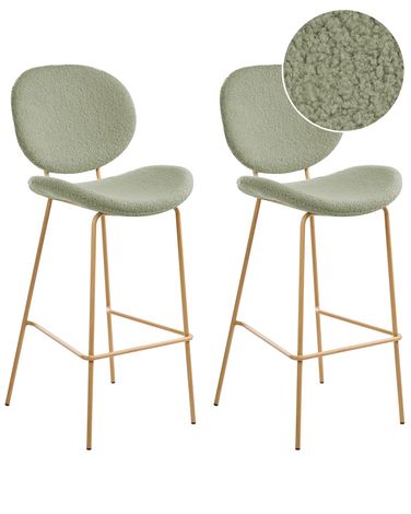Set mit 2 Barstühlen LUANA Bouclé Hellgrün