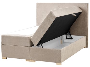 Boxspringbett mit Stauraum MAJOR Stoff Taupe 120 x 200 cm