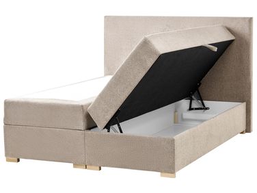 Boxspringbett mit Stauraum MAJOR Stoff Taupe 140 x 200 cm