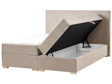 Boxspringbett mit Stauraum MAJOR Stoff Taupe 160 x 200 cm