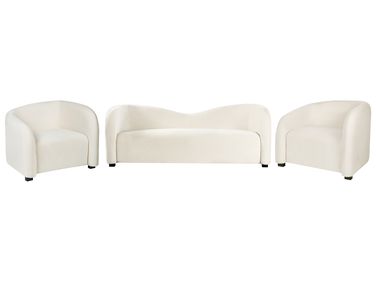 Living Room Set 5 Seater VELTADA Velvet Off-White