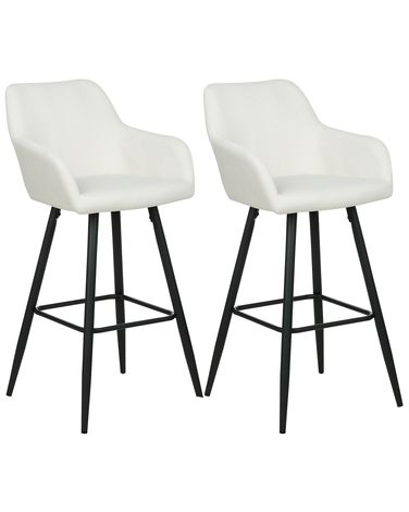 Set mit 2 Barstühlen CASMALIA Samtstoff Cremeweiß