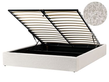 Ottoman Bed without Headboard DINAN Boucle Off-White 160 x 200 cm (EU King Size)