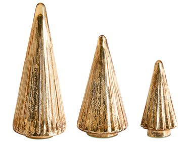 Dekofiguren 3er Set OYEREN Weihnachtsbaum 21/29/37 cm Gold