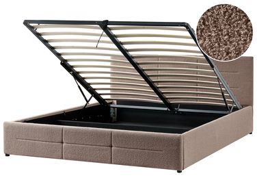 Ottoman Bed MASSOGNES Boucle Taupe 180 x 200 cm