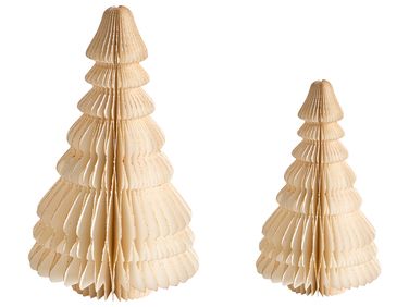 Dekofiguren 2er Set SKJOMA Weihnachtsbaum 15/20 cm Beige