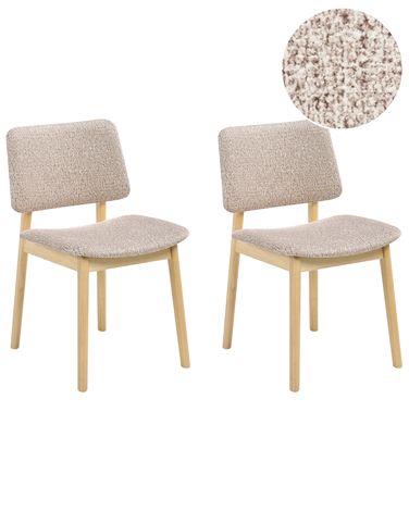 Esszimmerstuhl 2er Set BLANE Bouclé Hellbraun / Taupe