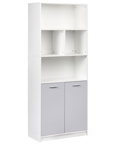 Bücherregal mit 2 Türen ZEHNA Grau / Weiß