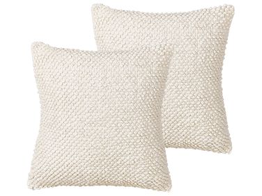 Dekokissen 2er Set JOARA Baumwolle 45 x 45 cm Hellbeige Ohne Muster