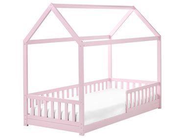 Kinderbett Haus Kiefernholz COSSAYE 90 x 200 cm Pastellrosa