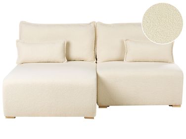 Modul Ecksofa NERBO Bouclé Cremeweiß rechtsseitig